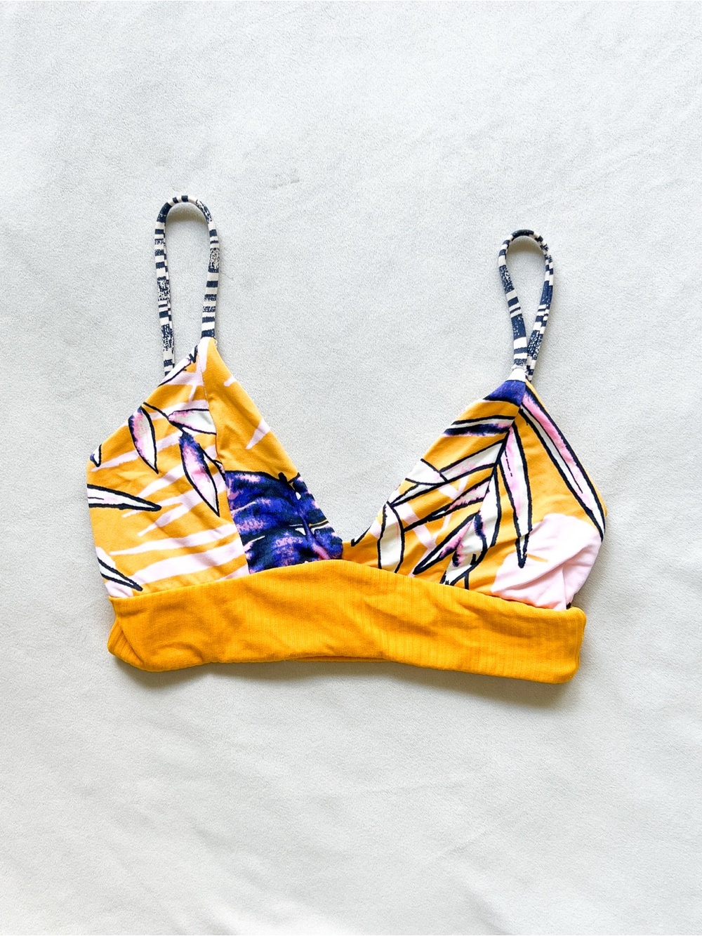 Maaji Reversible Yellow Tropical Print Bralette Bikini Top